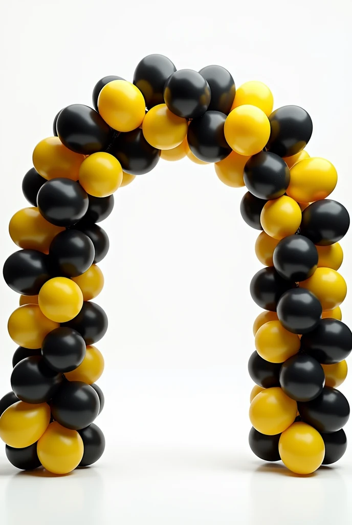 Crime scene themed black and yellow balloon arch with white background