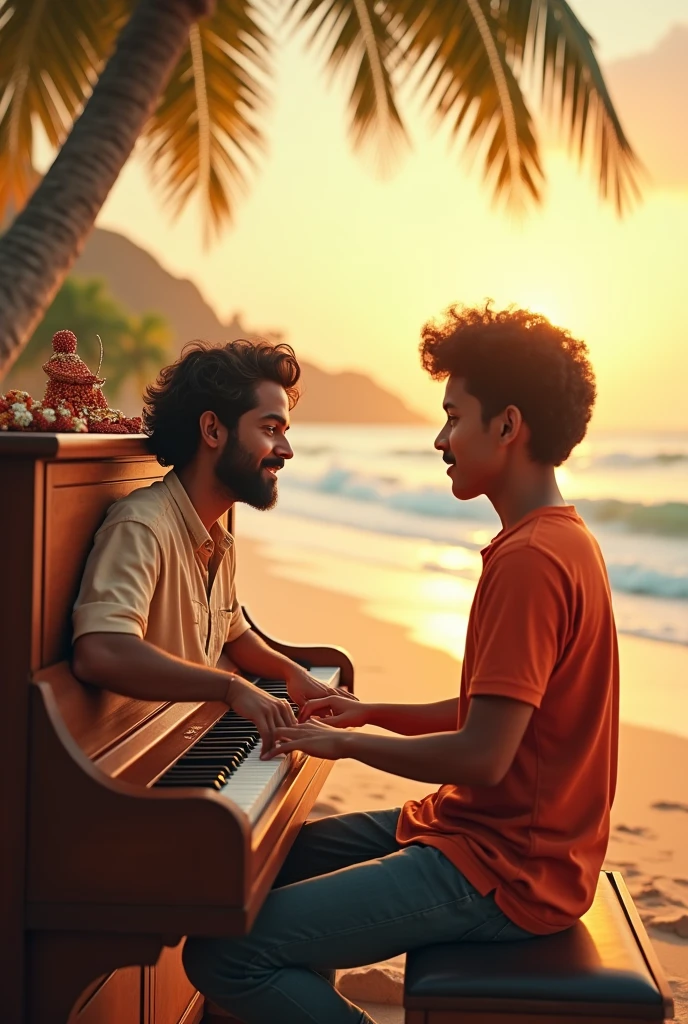 ബീച്ചിൽ ഒരു മലയാളി യുവാവ് പിയാന വയ്ക്കുന്നു ഒപ്പം വേറെ ഒരാൾ പാട്ട് പാടുന്നു വയസ് 32