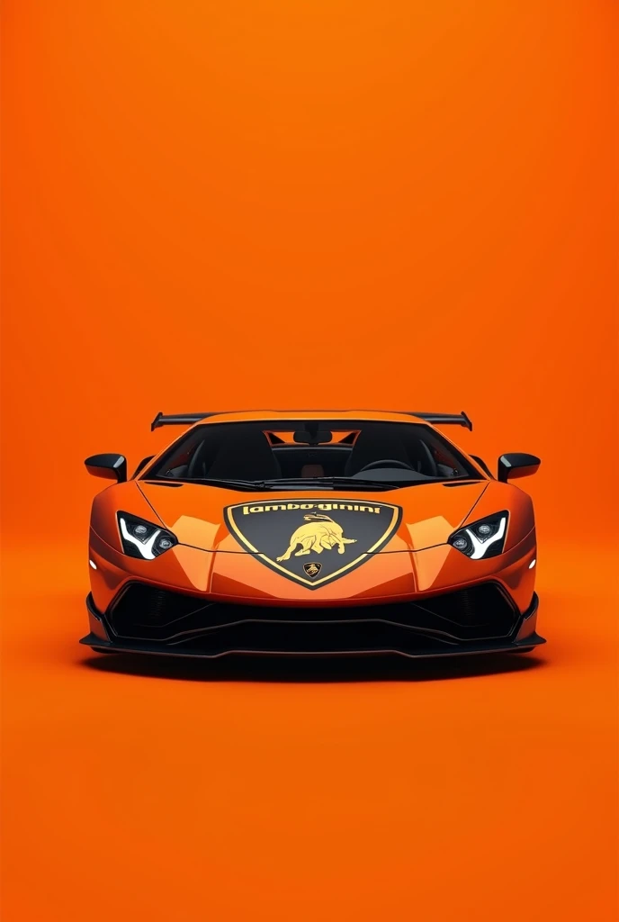 Lamborghini with a very large logo on an orange background