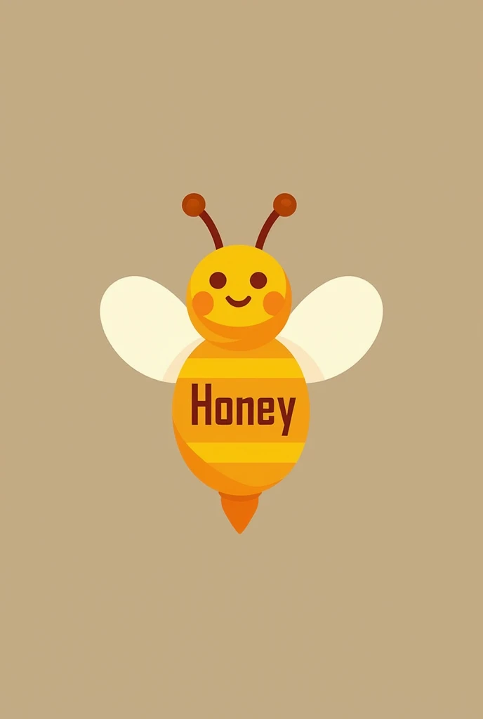 A bee emblem written "Honey'', with orange-yellow color, minimalist for a store minecraft theme