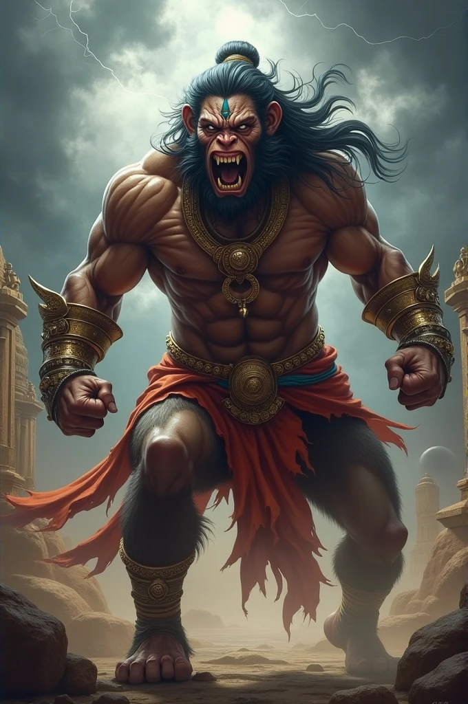 Hanuman with full aggressive