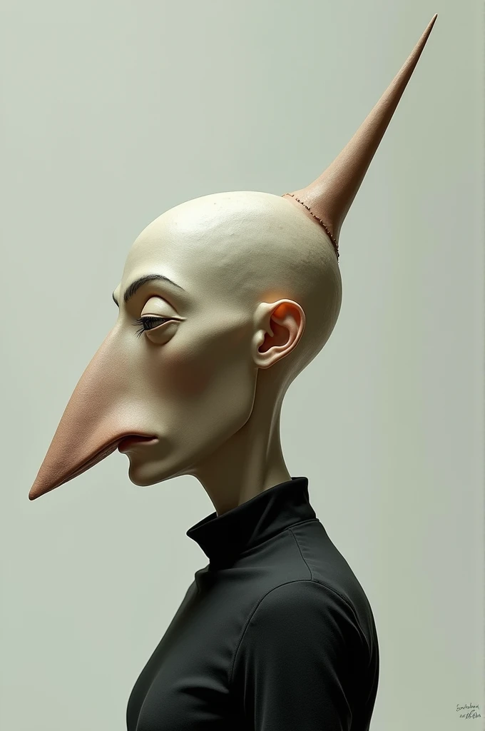 Generates a person with a nose so big that it looks like a communication antenna 
