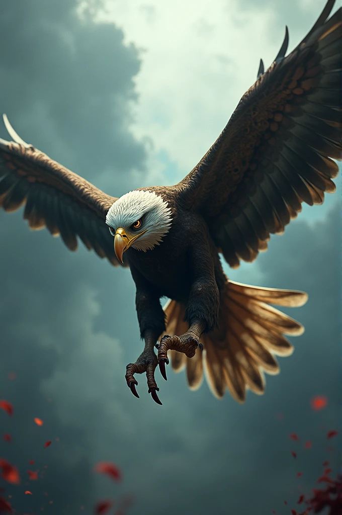 Make a flying eagle with bloody claws