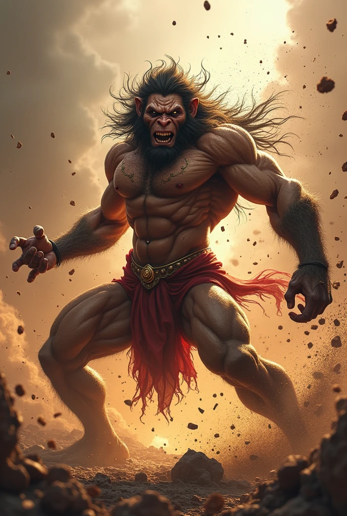 Hanuman with full aggressive video fighting