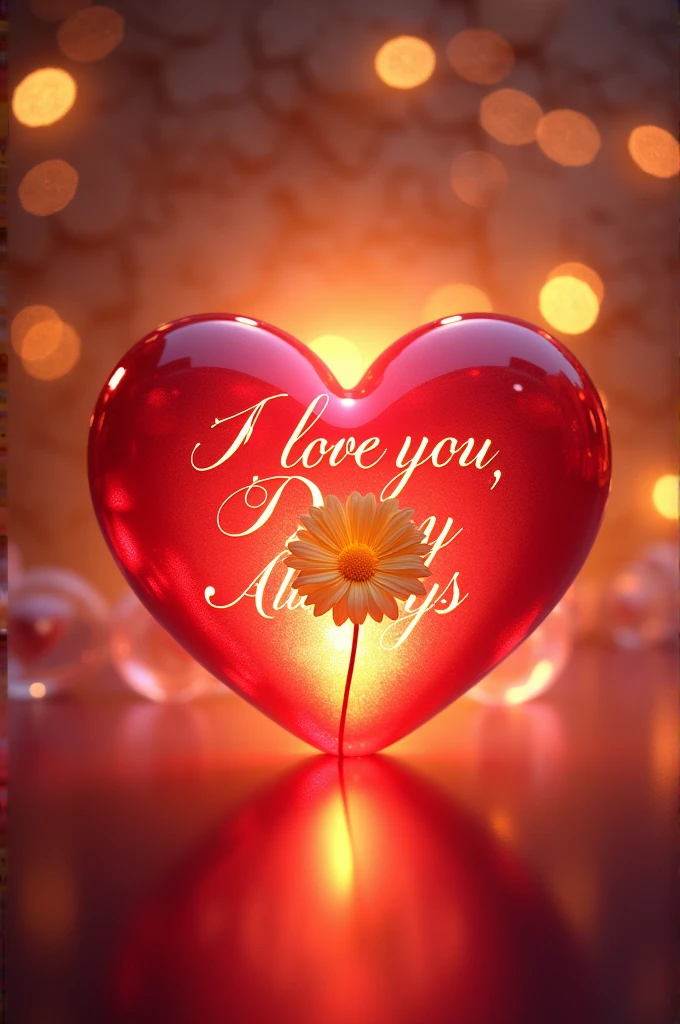 A heart that inside says I love you, Daisy, always yours with brilliance