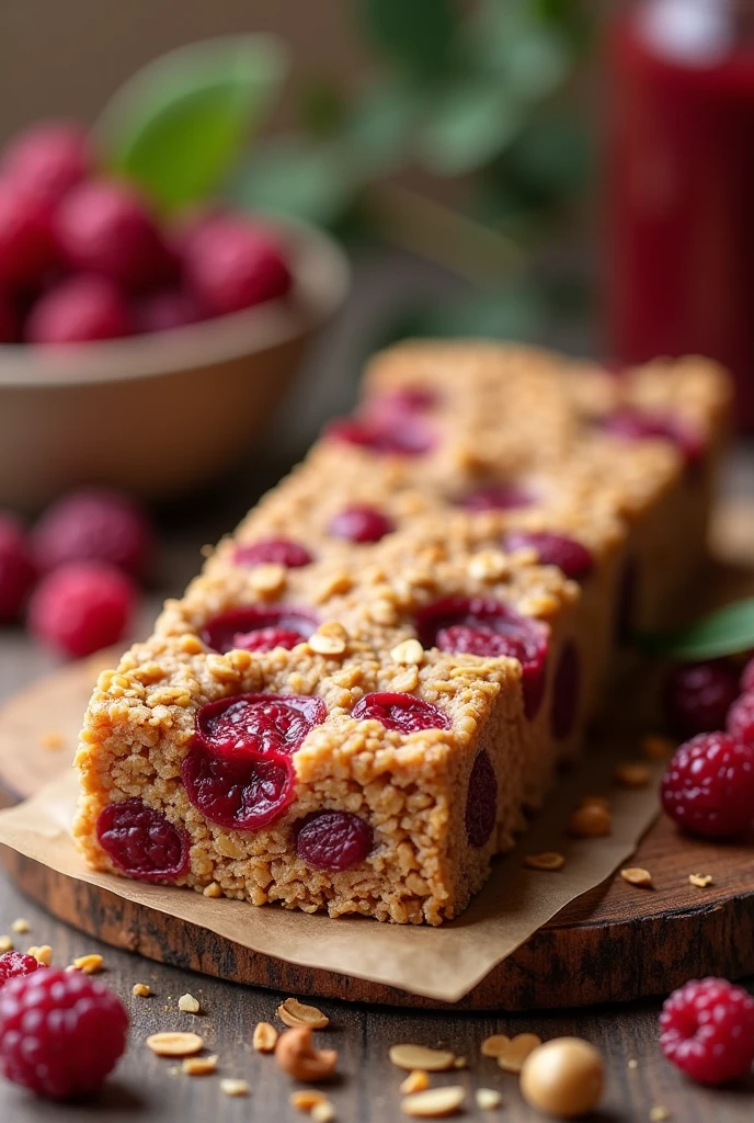 bar made from whole grains and red fruits