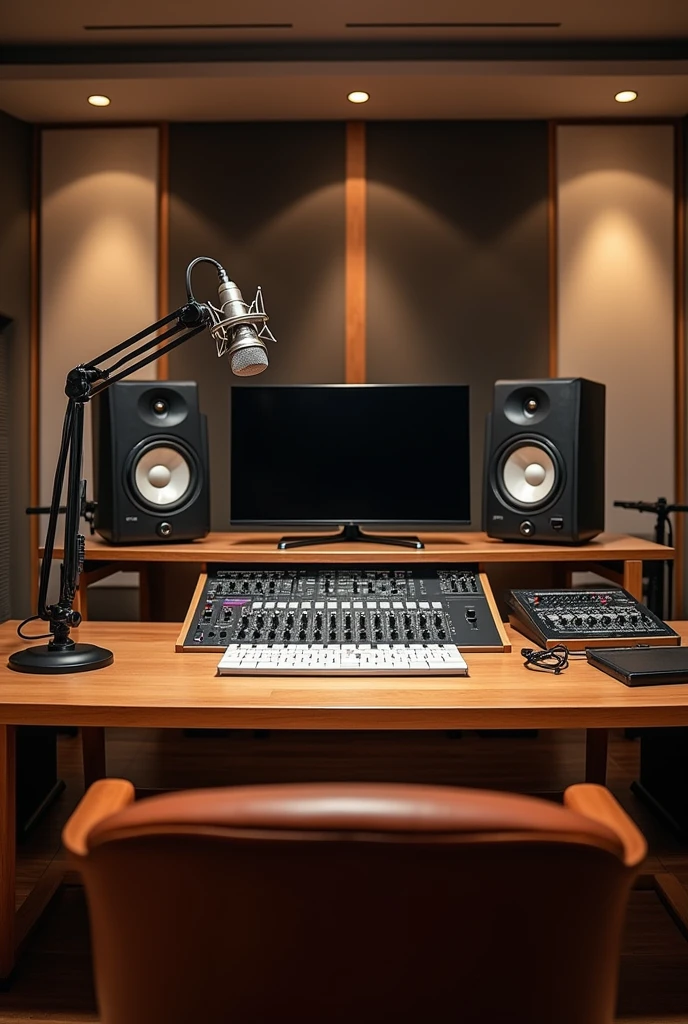 Create studio with table and mike without any person