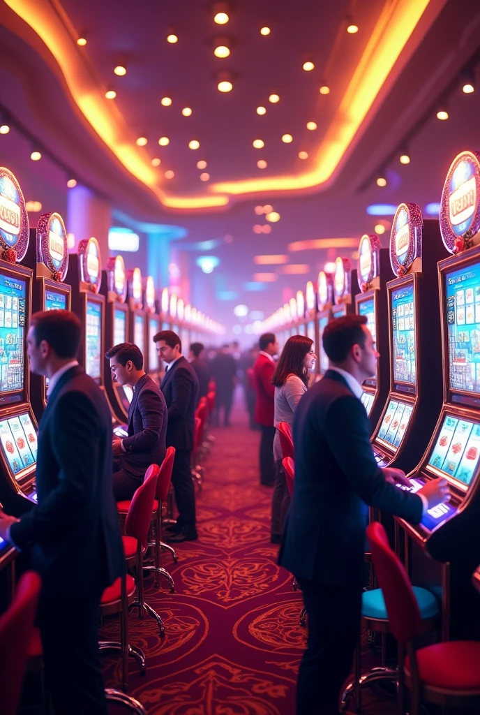 Casino Slots。Bright atmosphere。