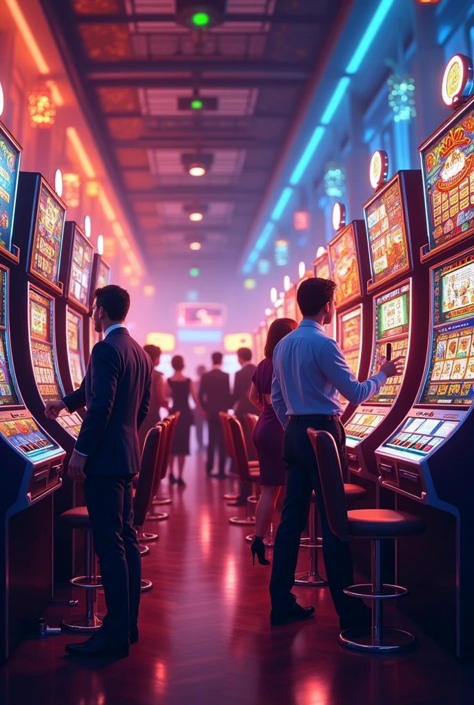 Casino Slots。Bright atmosphere。