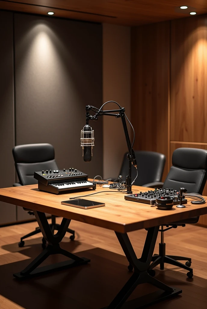Create studio with table and mike without any person