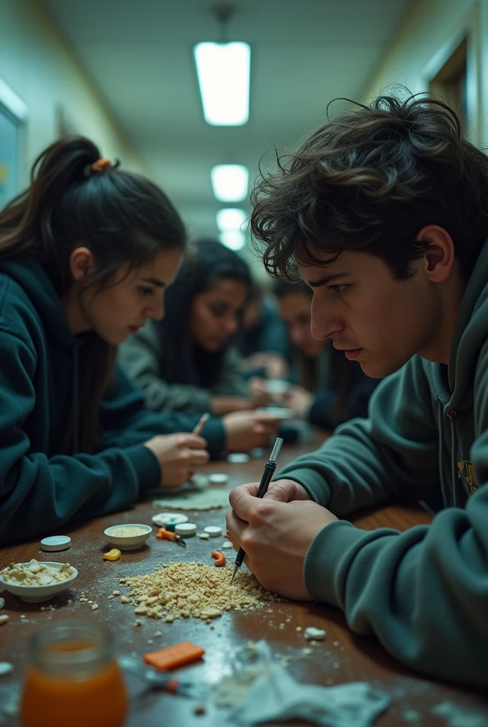 Photos of teenagers and drug use in schools and types of drugs