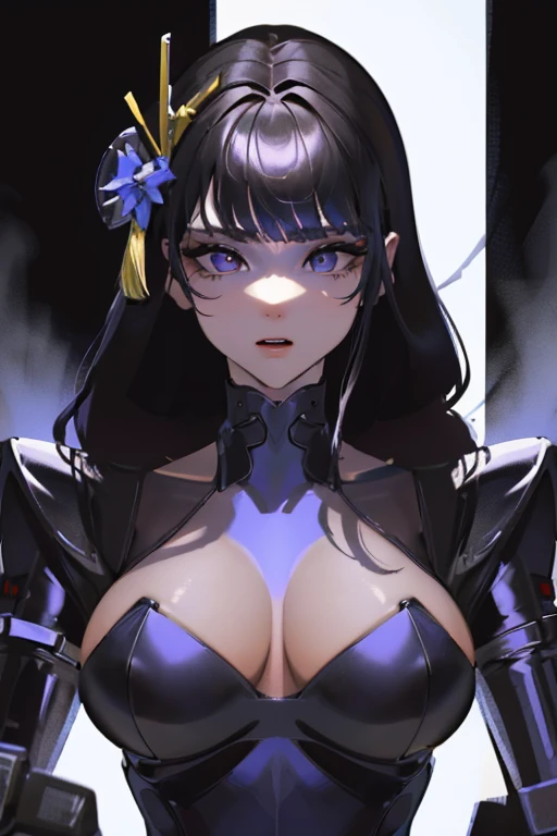 (masterpiece),(Highest quality),(Super detailed),(Best illustrations),(Best Shadow),(Absurd),(Detailed Background),(so beautiful), 16K, 8K, 4K,(Best Shadow),bunny girl,empty eyes,robotization,woman ,big bust,Robot Joint ,Metal skin,Black Suit,long hair,a black suit that covers the whole body,tight bodysuit,robot raiden shogun