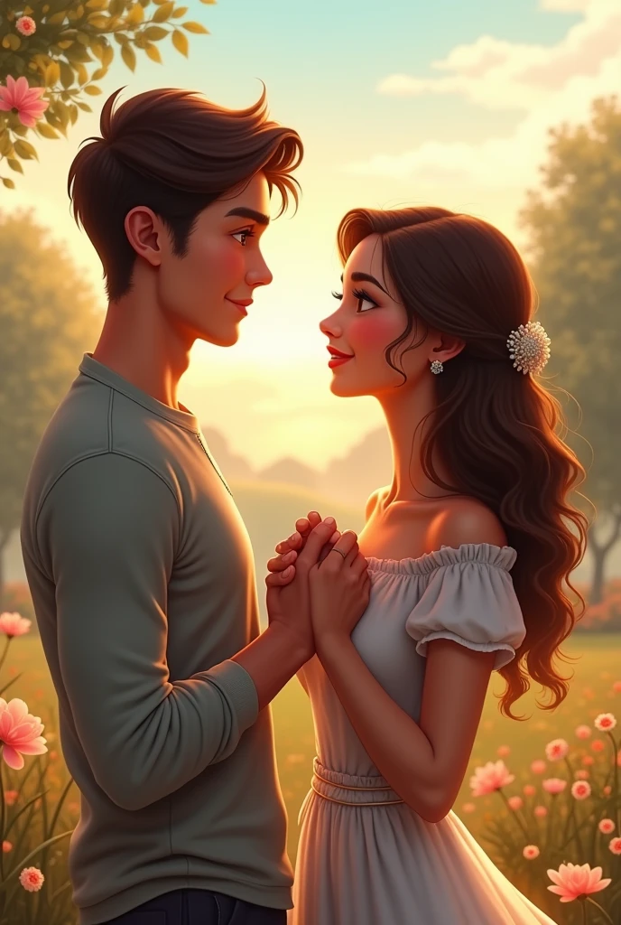 Make me a couple in love where the boy is called Kevin and the girl Aydana but she says her name above