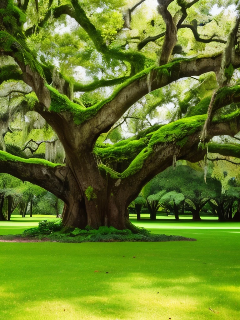arafed tree with white moss growing on it in a park, spanish moss, beautiful ancient trees, overhanging branches, a beautiful tree, breath-taking beautiful trees, moss covered, breath - taking beautiful trees, oak trees, old trees, tall broad oaks, knotted trees, the treetops of giant oaks, hauntingly beautiful, oak tree, incredibly beautiful