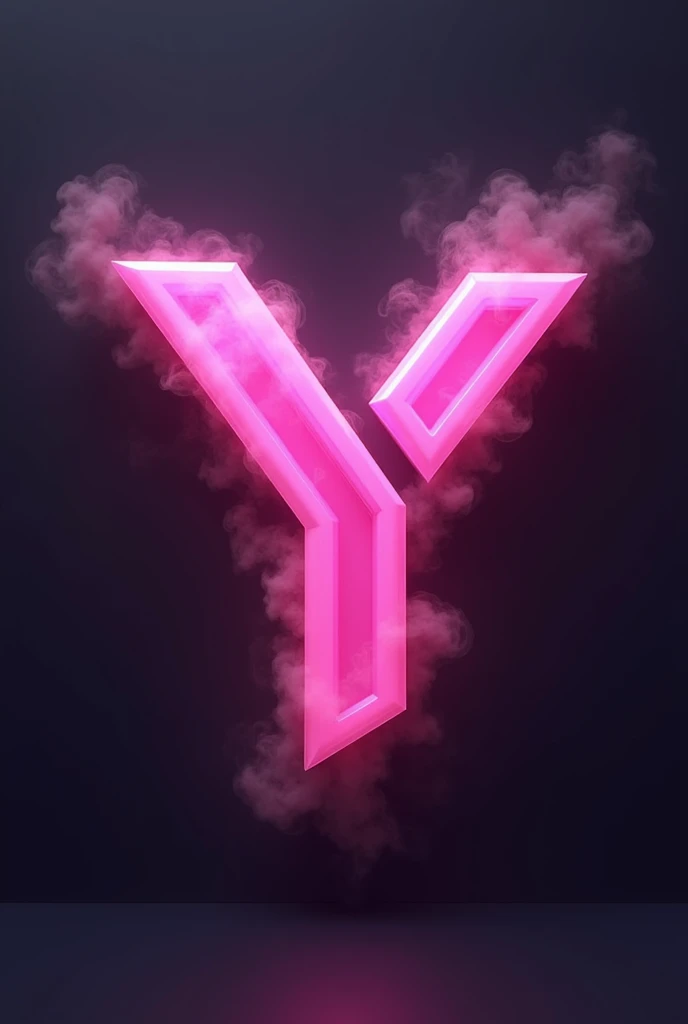 The letter y in a future logo in pink with smoke