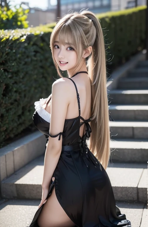 Sexy Big 、Sexy cute looks and cute beautiful girl, beautiful and sexy face、A strong wind blows my hair in front of my face、length, Metallic blonde straight hair、ponytail, beautiful, Cute and sexy eyes hidden behind long bangs, maid Cafe, Gothic Maid, BREAK ceremony,((masturbate violently:1.5)), ((Random sexy poses、put in、Deep joy, Ecstatic Eyes:1.2)), Ecstatic face、Climax expression, Through clenched teeth、Official Art,Highly detailed CG Unity 8k wallpaper, (masterpiece:1.0),(Highest quality:1.0), photo shoot, 8k, Browsing Caution, High resolution, Kodak Portrait 400, Film Grain, Lens flare brilliance、 look back,((Full body 10:12)),Shoot to your feet,Angle from below,At the top of the stairs、 information