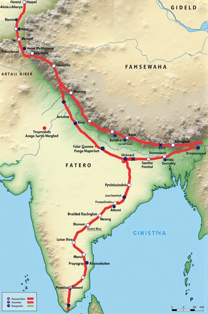 Ganga Expressway Ka Map*
Uttar Pradesh ka map, jisme Ganga Expressway ka route dikhaaya gaya hai.
_Image caption:_ Ganga Expressway ka route, Meerut se Prayagraj tak.