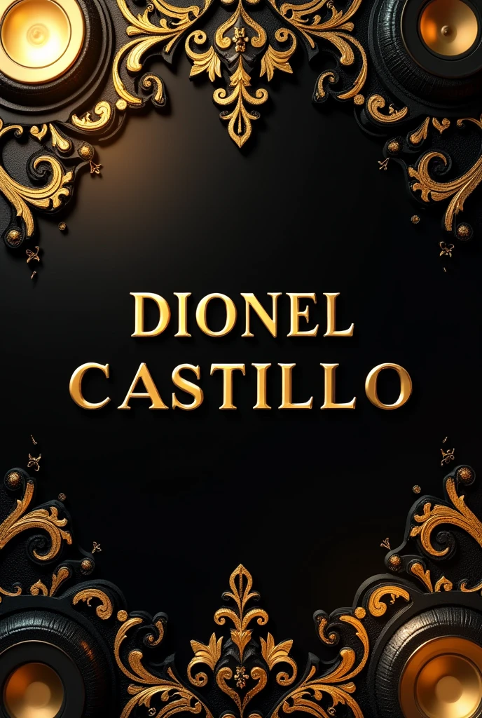 An image with black and gold with my name Dionel Castillo elegant