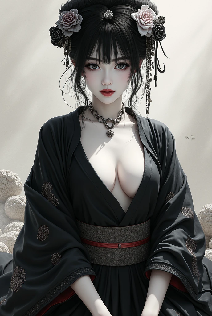 Beautiful flowers blooming in the fields (Cleavage close-up), meditate, Zazen, meditation (Chinese landscape painting), (Ink Painting), (8k wallpaper), (Light and shadow effects), Octane Rendering, White balance design, 极其detailed的图像表现, Wide Angle, Depth of Field, masterpiece, Practical, Beautifully depicted, detailed, precise, masterpiece, masterpiece”