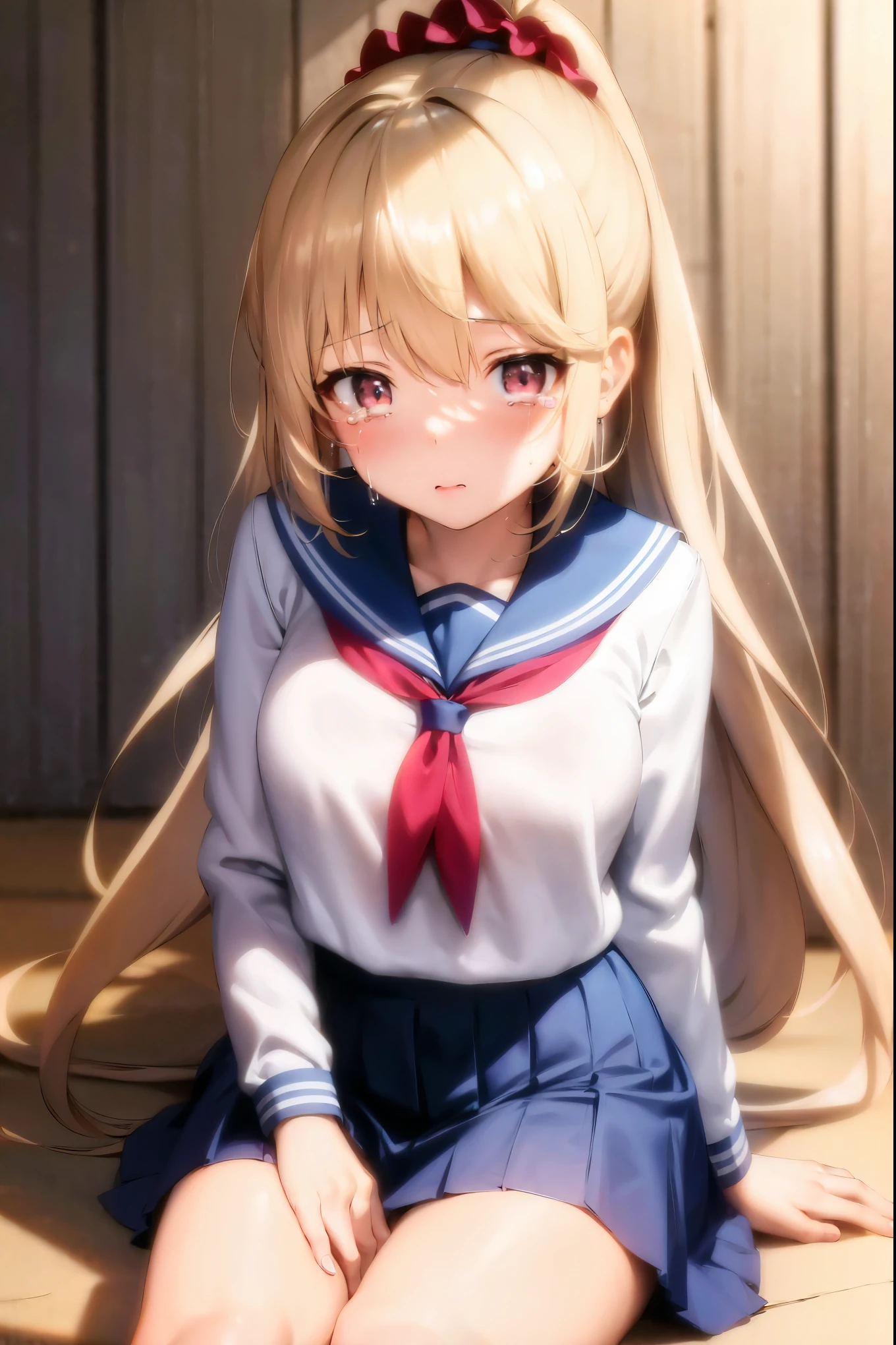 Browsing warnings,​(best quality, 8K, masterpiece:1.3,beautiful girl), (Very detailed),School,The background is inside the wardrobe, Crying expression