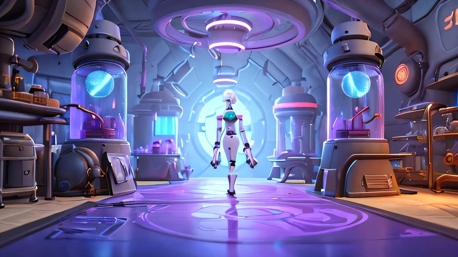 stylized, sci-fi lab environment