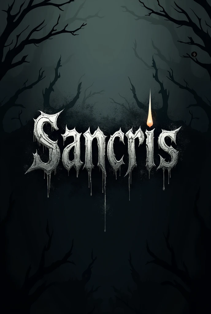 Create a horror logo that says sancris in the background