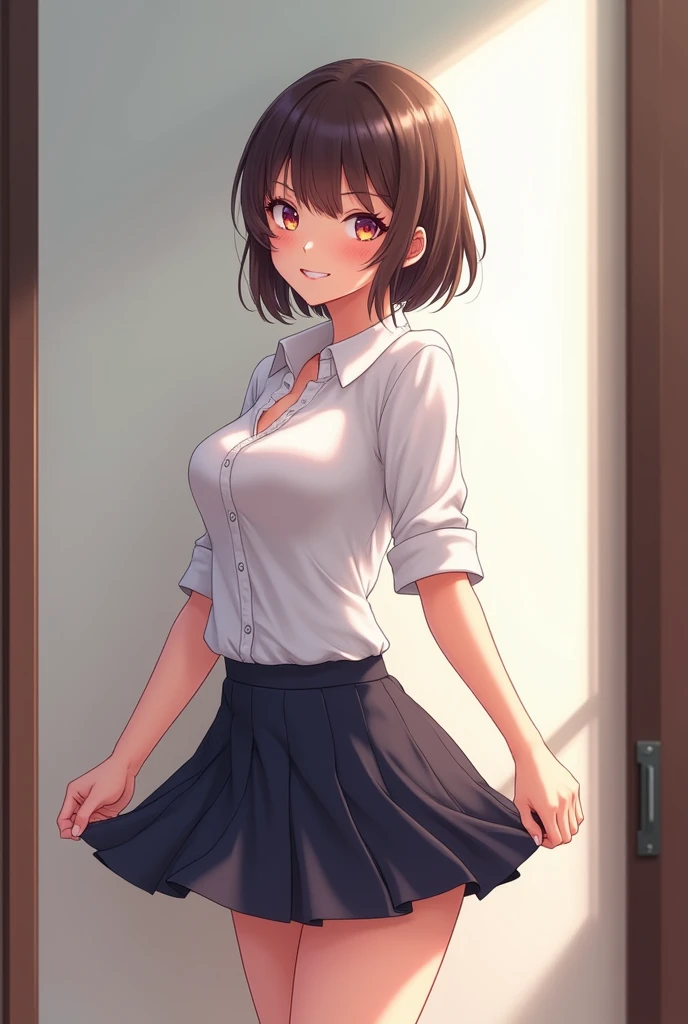 A schoolgirl showing her panties