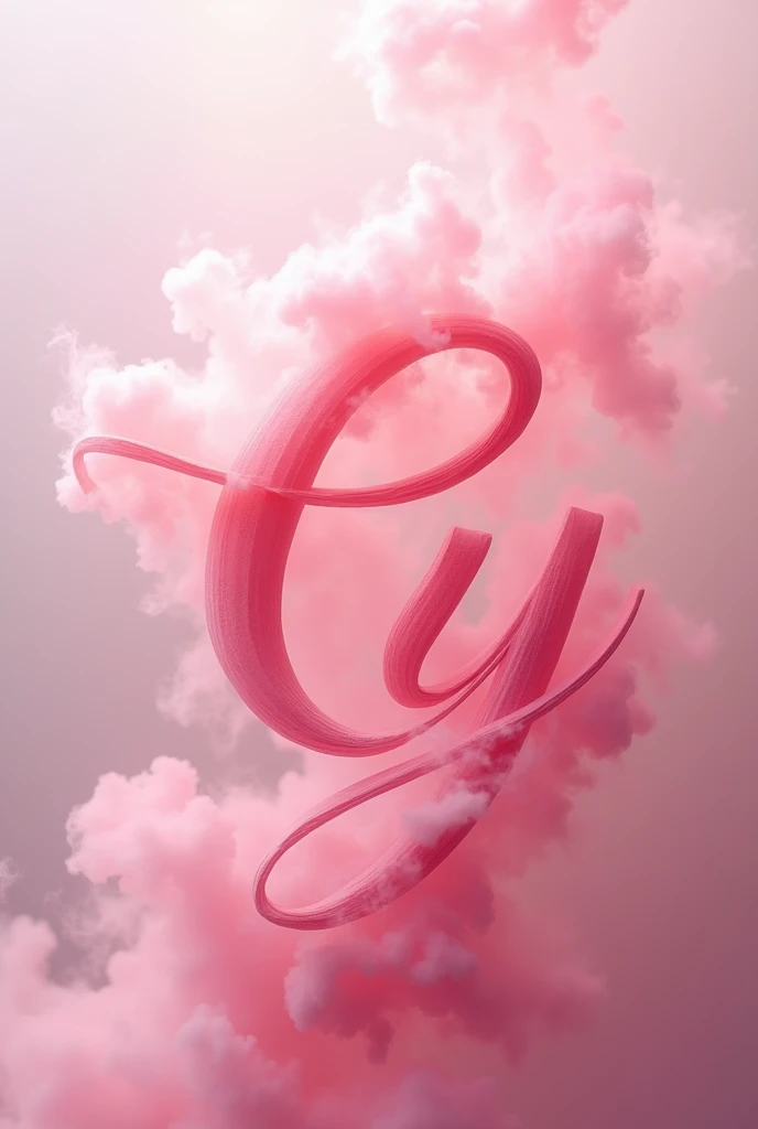 Smoke logo of the letters c and y in pink