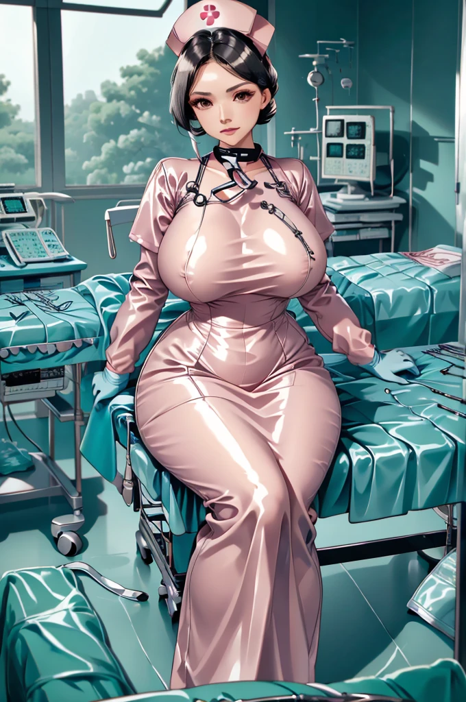 nurse uniform,hospital, latex nurse suit,nurses,busty,elbow gloves,labcoat,black hair woman,pink eyes , gigantic ,medical instruments,asian nurse,two nurses,speculum,examination room,oversize ,big ass ,strap on, lay on table ,legs spreaded,giving birth,gyno chair , dentist,Milf,latex,pink uniform,oversize breasts