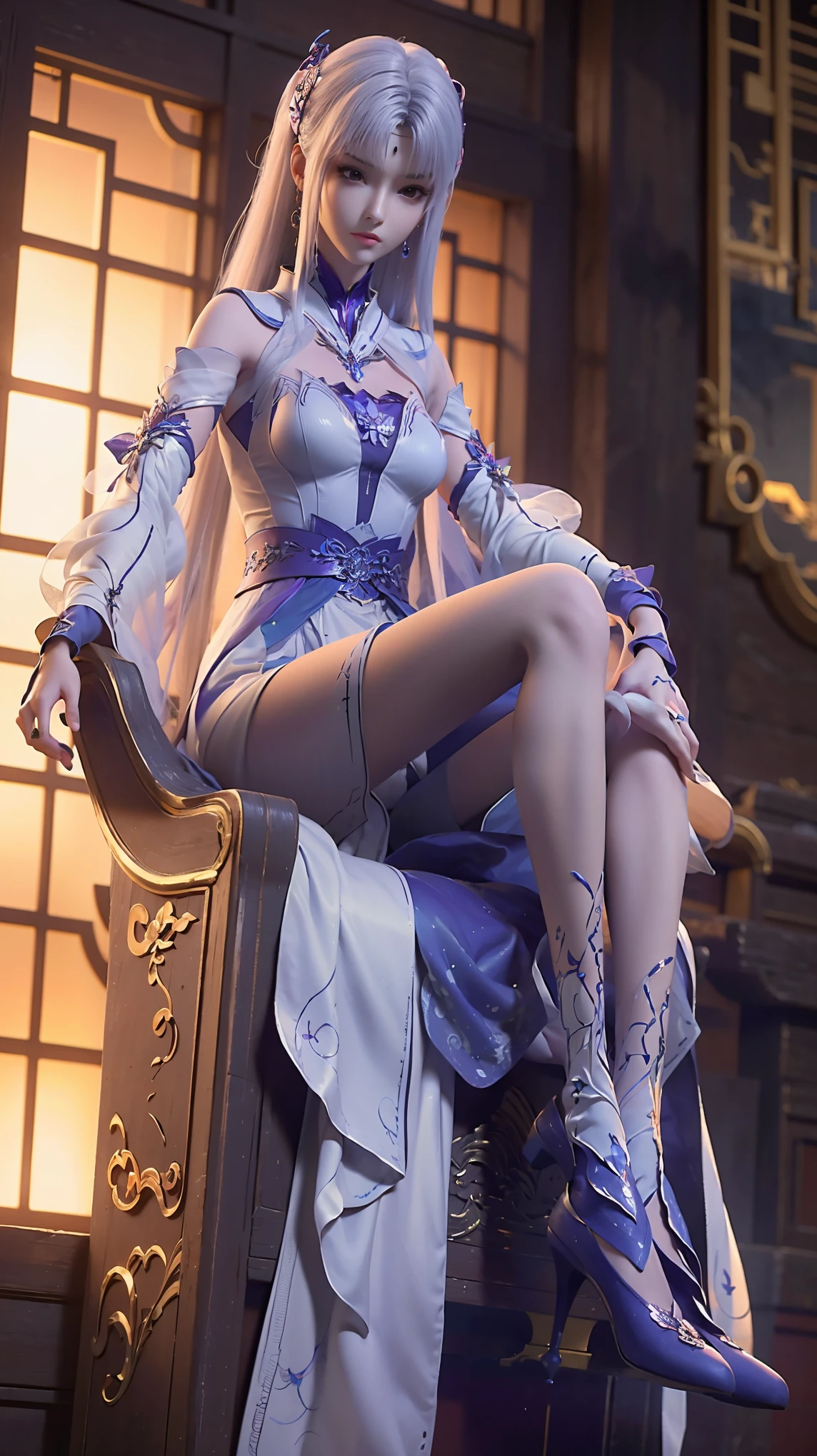 Arad woman in a dress sitting on a throne, cute anime waifu in a nice dress, trending on cgstation, 8K high quality detailed art, anime barbie in white, highly detailed exquisite fanart, Extremely detailed Artgerm, the anime girl is crouching, Flowing magic robe, Beautiful and attractive anime woman, WLOP 和 Sakimichan