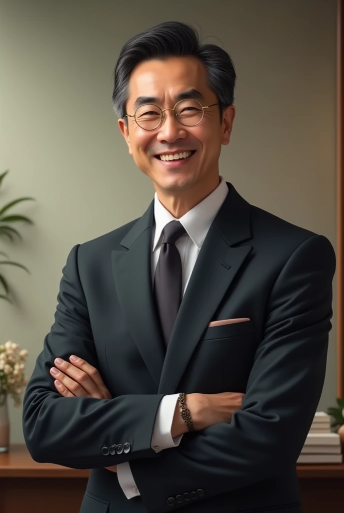 good looking, rich, And a smiling Japanese man in a suit、30th Generation、Gentle atmosphere