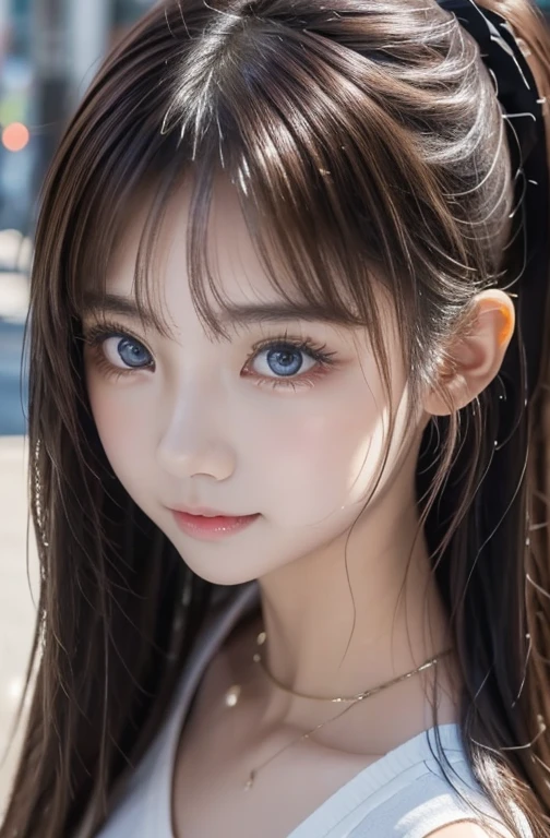 最高qualityのディテール:1.2, Realistic, 8K Ultra HD, High resolution, One Girl:1.2, The 超detailedな, 高qualityのテクスチャ, Intricate details, detailed, 非常にdetailedなCG, 高qualityの影, detailed 美しく繊細な顔, detailed 美しく繊細な目, Depth of written boundary, Ray Tracing, 20th Generation, Cute K-Pop Girls, The Face of Ulzan in Korea:1.1, Narrow Face, Urzan-6500-v1.1:0.6, Pure Eros Face_v1, Glow Eyes, cheek, Glossy Lips, Perfect body, choker、Cleavage、 Brown Hair、ponytail:1.1, street, particle, View the viewer, Photorealistic:1.4, 超detailedな, Photo Real, 4K 8K Ultra HD Full Color RAW Photos, Fujifilm(Medium format:1.2), Hasselblad:1.2, Carl Zeiss:1.1, Incredible dynamic range photography(utility_art：Smoose-768:1.1), High resolution, High pixel count, 明確なdetailed, Clear images, Natural color reproduction, Noise Reduction, High fidelity, quality, Software Improvements, Upscaling, Optimized Algorithms, Professional-level retouching、((Shibuya Ward, Tokyo))、On the way to shopping、((Stylish and Design-Forward Clothing))、Graphic T-shirts: artとロゴ、アニメキャラクターがプリントされたGraphic T-shirtsが流行.、Usage information for unique styling
