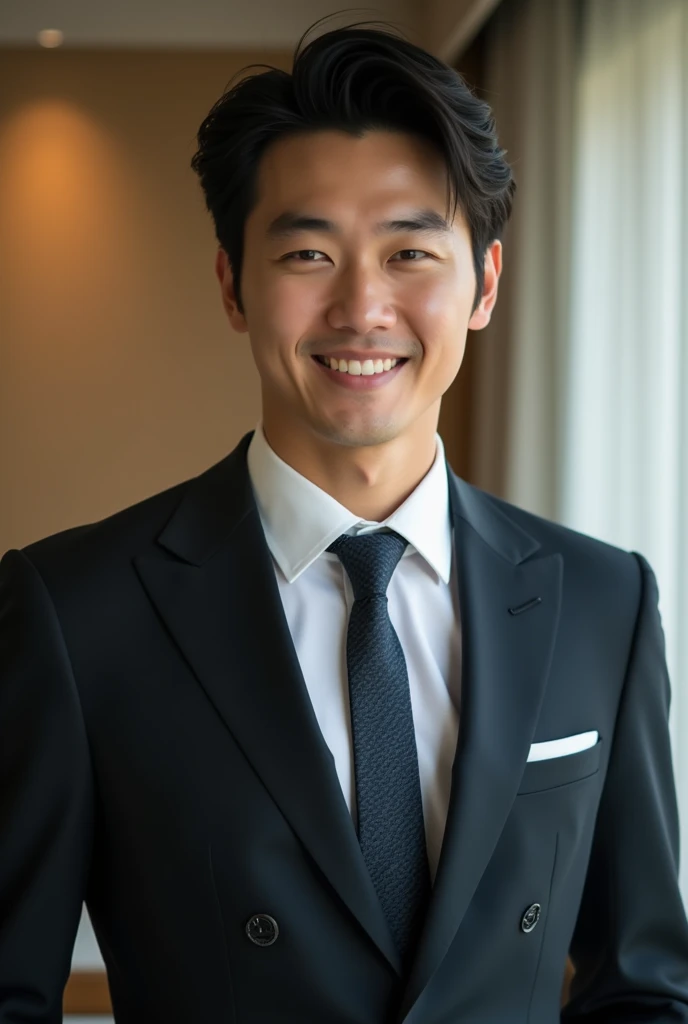 good looking, rich, And a smiling Japanese man in a suit、young、Gentle atmosphere