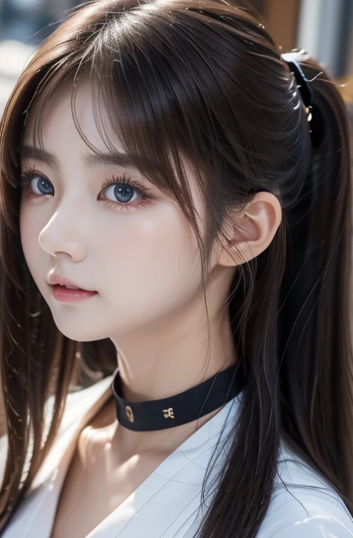 最高qualityのディテール:1.2, Realistic, 8K Ultra HD, High resolution, One Girl:1.2, The 超detailedな, 高qualityのテクスチャ, Intricate details, detailed, 非常にdetailedなCG, 高qualityの影, detailed 美しく繊細な顔, detailed 美しく繊細な目, Depth of written boundary, Ray Tracing, 20th Generation, Cute K-Pop Girls, The Face of Ulzan in Korea:1.1, Narrow Face, Urzan-6500-v1.1:0.6, Pure Eros Face_v1, Glow Eyes, cheek, Glossy Lips, Perfect body, choker、Cleavage、 Brown Hair、ponytail:1.1, street, particle, View the viewer, Photorealistic:1.4, 超detailedな, Photo Real, 4K 8K Ultra HD Full Color RAW Photos, Fujifilm(Medium format:1.2), Hasselblad:1.2, Carl Zeiss:1.1, Incredible dynamic range photography(utility_art:Smoose-768:1.1), High resolution, High pixel count, 明確なdetailed, Clear images, Natural color reproduction, Noise Reduction, High fidelity, quality, Software Improvements, Upscaling, Optimized Algorithms, Professional-level retouching、((Shibuya Ward, Tokyo))、On the way to shopping、((Stylish and Design-Forward Clothing))、Graphic T-shirts: artとロゴ、アニメキャラクターがプリントされたGraphic T-shirtsが流行.、Use for unique styling