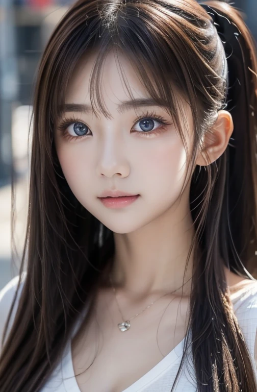 最高qualityのディテール:1.2, Realistic, 8K Ultra HD, High resolution, One Girl:1.2, The 超detailedな, 高qualityのテクスチャ, Intricate details, detailed, 非常にdetailedなCG, 高qualityの影, detailed 美しく繊細な顔, detailed 美しく繊細な目, Depth of written boundary, Ray Tracing, 20th Generation, Cute K-Pop Girls, The Face of Ulzan in Korea:1.1, Narrow Face, Urzan-6500-v1.1:0.6, Pure Eros Face_v1, Glow Eyes, cheek, Glossy Lips, Perfect body, choker、Cleavage、 Brown Hair、ponytail:1.1, street, particle, View the viewer, Photorealistic:1.4, 超detailedな, Photo Real, 4K 8K Ultra HD Full Color RAW Photos, Fujifilm(Medium format:1.2), Hasselblad:1.2, Carl Zeiss:1.1, Incredible dynamic range photography(utility_art:Smoose-768:1.1), High resolution, High pixel count, 明確なdetailed, Clear images, Natural color reproduction, Noise Reduction, High fidelity, quality, Software Improvements, Upscaling, Optimized Algorithms, Professional-level retouching、((Shibuya Ward, Tokyo))、On the way to shopping、((Stylish and Design-Forward Clothing))、Graphic T-shirts: artとロゴ、アニメキャラクターがプリントされたGraphic T-shirtsが流行.、Use for unique styling