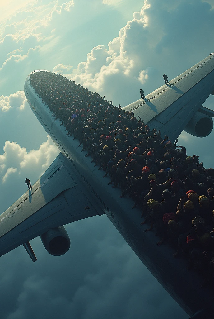 Indian people hanging on the canada air plane