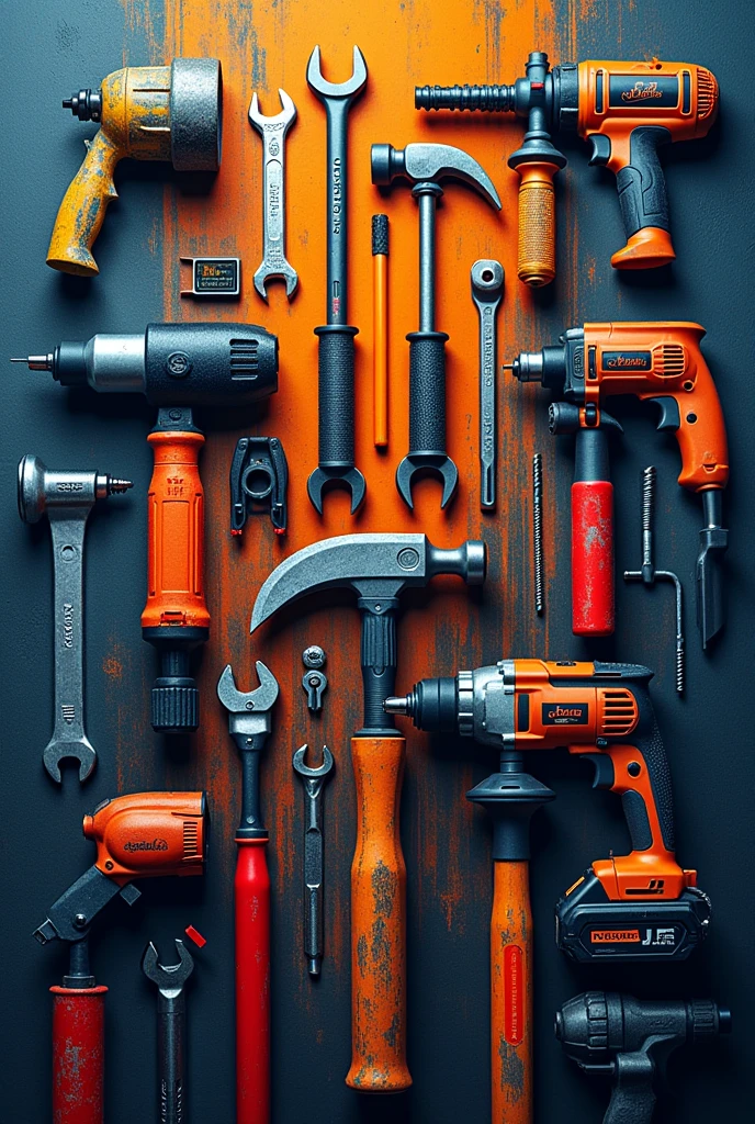 crear póster innovador con herramientas manual y eléctrica y ese nombre GLOBAL TOOLS J&c