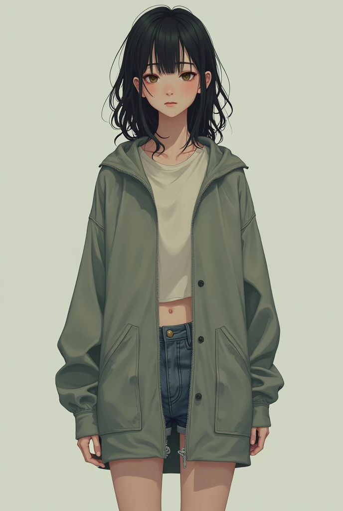 Girl wearing only a jacket