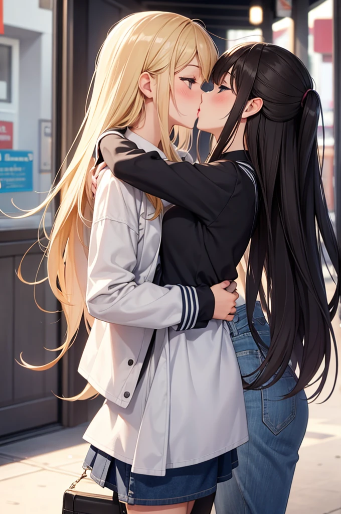 1girl, from front, incoming kiss