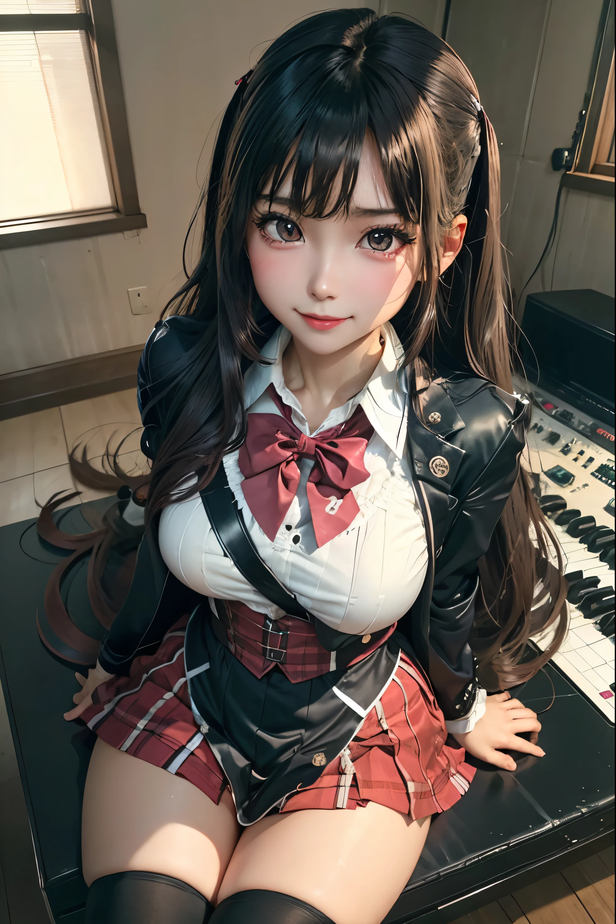 high school girlブレザー、high school girl、Red checked skirt、JK Style、Jacket、smile、garter、Knee socks、Panty stocking、Otherworldly beauty、Really cute、boredom、Extraordinary beauty、Dark black eyeshadow、sorrow、Good skin radiance、Long Hair Straight Hair、Dark Gothic Makeup、Dark smile、Beautiful woman、Stained Glass Background、On the table、Highest quality、5 reference books、Sweat glistens on my chest、Sweat glistens on my face、Thigh sweat、sweating、Black frill East size Regular size、Dark pink hair、2、Sweat on your thighs、Sweat a lot and become sticky。、My thighs are sticky and shiny、Sweating on thighs and chest、Small breasts、Slightly slim、Sweating all over the body、ah, I play the synthesizer.、sit and play an instrument、Thin legs、Two people、Lesbian couple、hug、My girlfriend has a really cute face、My female friend has a very beautiful face.、Do lesbian play、Super straight hair、Extremely fair skin、Play the synthesizer、Sexy expression、Sitting in front of a synthesizer instrument、The expression of someone who is trying to hold back from masturbating、Panting expression、Ecstatic expression、Working with synthesizers、Playing a keyboard instrument、