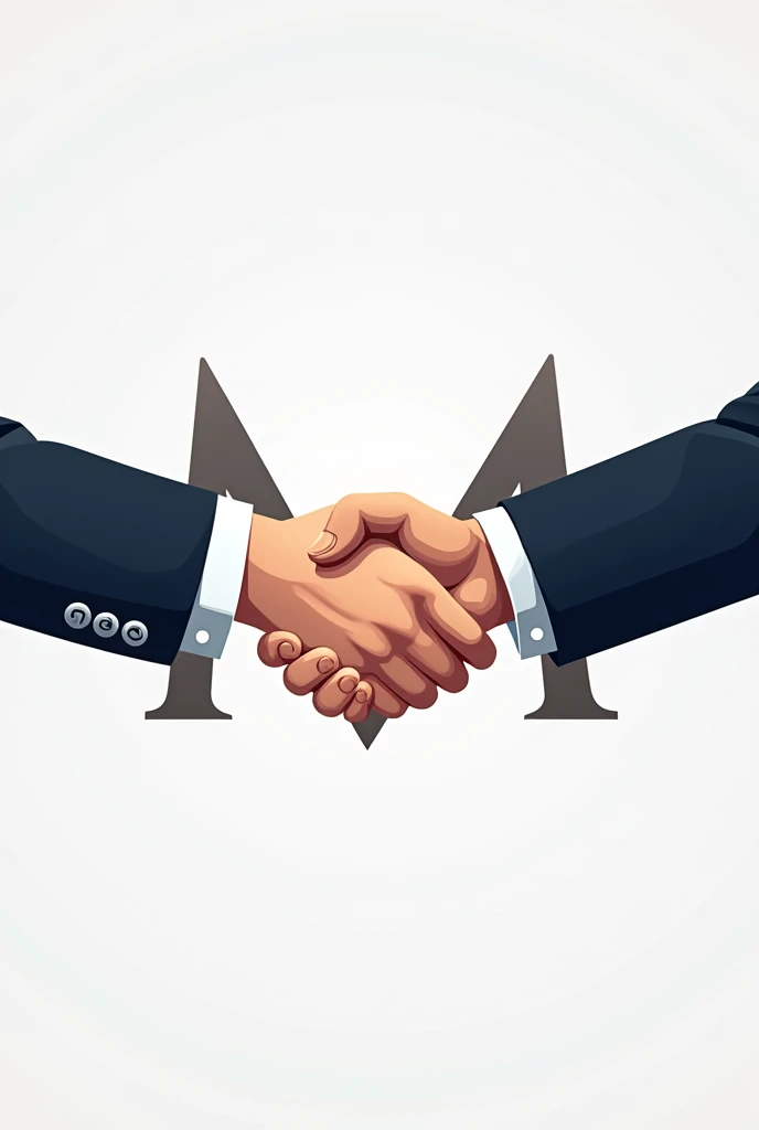 Logo of the letter M being formed by the handshake between two successful men. Hyundai Esteel Logo 
