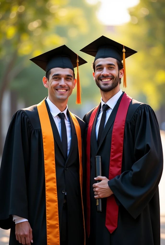 2 man in graduation clothes