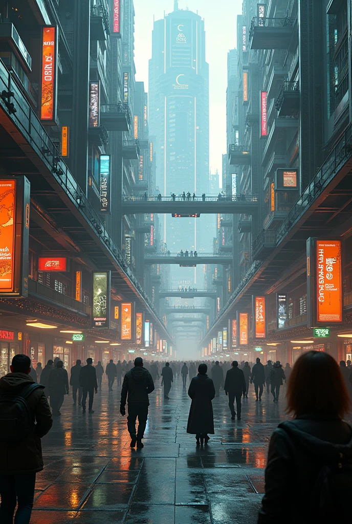 Matrix 3D aerial streetview with lot of pedestrians