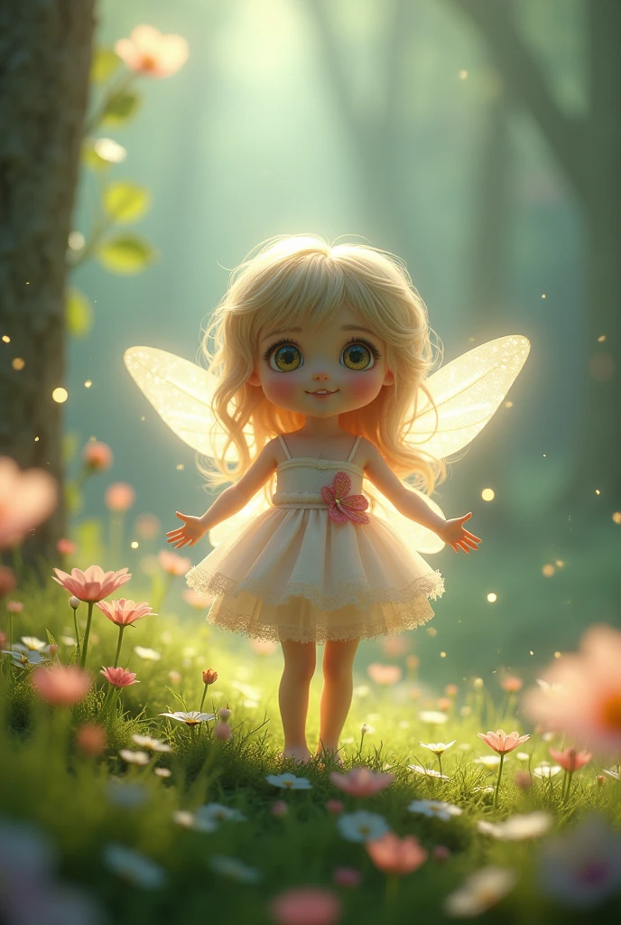 Fairy motif, wings, fluttering, mini character, girl, magical girl