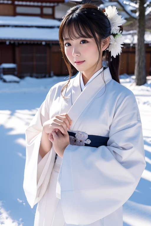 female、White kimono、snow