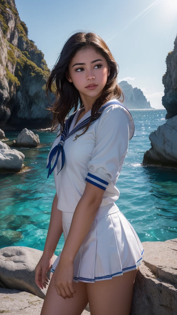 (La mejor calidad,A high resolution,Ultra - detallado,actual),(Selena Gómez :V2.1), Highest quality, Super Resolution, 8k, Delicate expression, One beautiful junior high school girl Selena Gómez , (Beautiful girl in a student sailor uniform:1.4), Beautiful girl's panties, Erotic upskirt, Detailed white panties, high quality, (RAW photo, best quality), (realistic, photorealistic: 1.4), (extremely delicate and beautiful: 1.4), amazing, fine details, masterpiece, ultra detailed, high resolution, best illustration, best shadow, intricate, ( extremely intricate: 1.2), (exquisitely detailed skin), cinematic light, perfect anatomy, (cool color: 1.4), sharp focus, 8k UHD, DSLR, (Fujifilm XT3),(Selena Gómez :1.4), ojos de Selena Gómez :1.4), (iluminación cinematográfica :1.4), (pose americano :1.4), (pose medio cuerpo :1.4),( beautiful landscape with colorful sea rocks, magical lighting, detailed hard ttiti, and boob milk:1.4), (lora:Selena Gómez :V1.6)