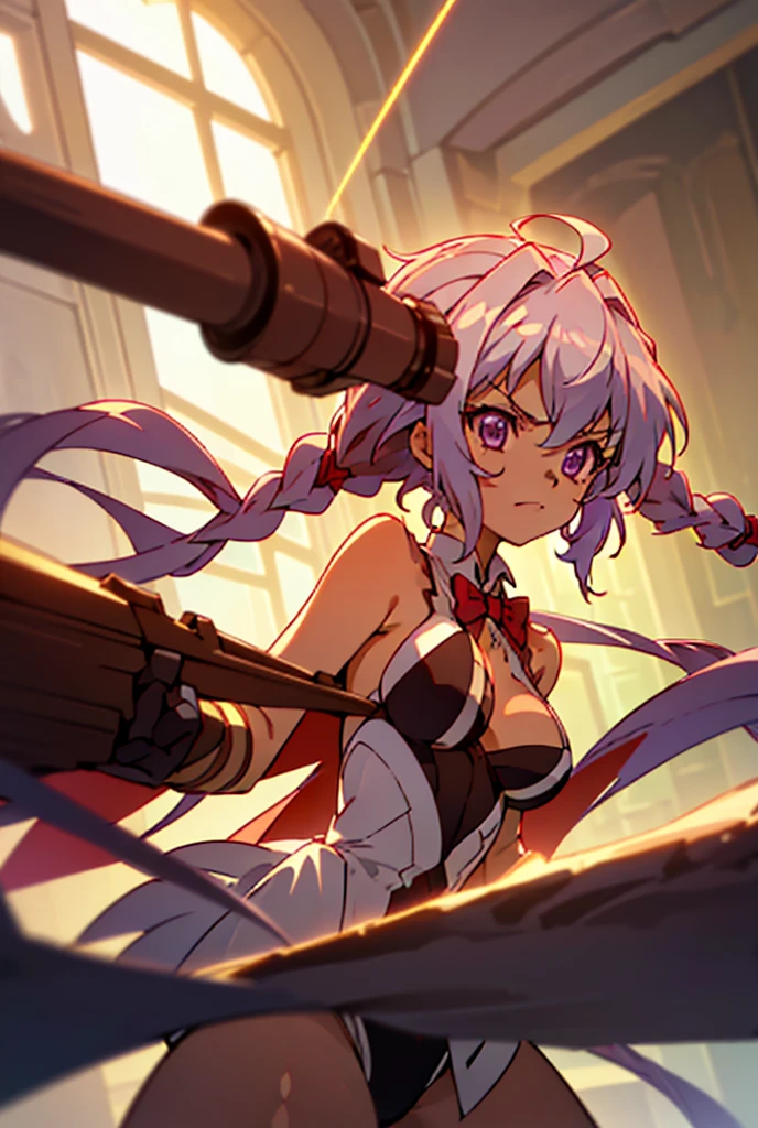 ((masterpiece)), ((Best quality)), (high resolution), (illustration), (an extremely delicate and beautiful), (ultra detailed beautiful face and eyes), nsfw, 1girl, leaning forward, YukineChris, long hair, purple eyes, twintails, low twintails, ahoge, large breasts, fishnet pantyhose, red a bow tie, volumetric lightning, detailed skin texture, detailed, volumetric shadow, anime screencap,Highest quality, Sorceress, ancient babylonian nobility, ((tan skin:1.2)), (brown skin color),Long hair, twin braids, hair ornament, wine colored hair, smile, Below average size breasts, bare shoulders, (underboob:0 Raise your legs vertically、Ready your gun?、腕を前方に伸ばして谷間強調
M字Leg spread、between legs、Groin、Tentaclesに体を絡まれる、Leg spread、Spread your legs、Ecstatic expression、Tentacles、Bondage 8K, masterpiece, Best_quality, high_resolution, ultra_details, detailed, 1girl, 独奏, looking_at_viewer, upper_body, indoors, braid, blurry, bangs, white_hair, blurry_background, collared_shirt, church, hair_ribbon, hair_between_eyes, sidelocks, depth_of_field, light_particles, window, french_braid, Alphonse Mucha Style, sharp focus, perfect hands, perfect face, perfect eyes, perfect light, dynamic light, natural light, Masterpiece, Best quality, red dress、Yukine Chris、Symphogear