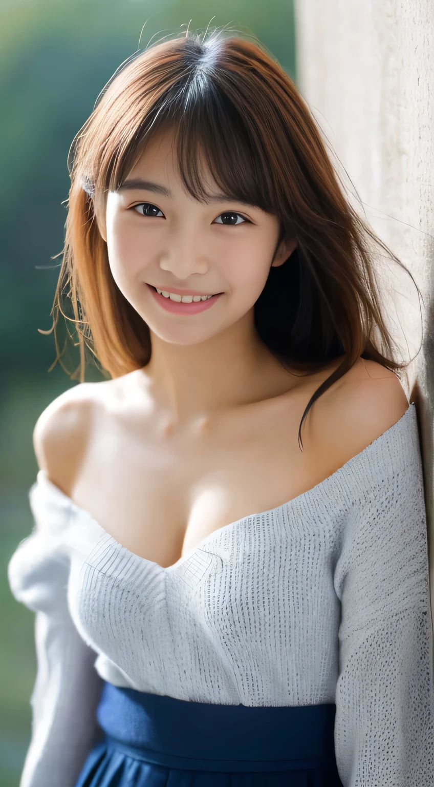 masterpiece,best quality,(Japanese girl),((Beautiful girl)),cleavage,(off shoulder:1.2),(perfect body beauty:1.2),(shy smile),From above