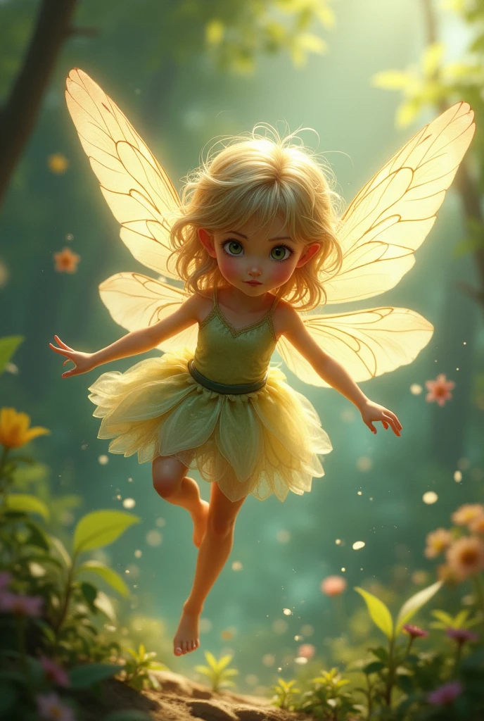 Fairy motif, wings, fluttering, mini character, girl, fighting