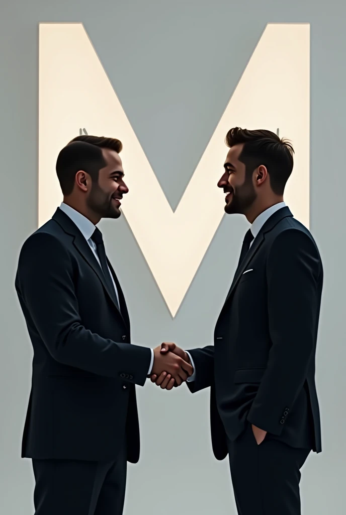 Logo of the letter M being formed by the handshake between two successful men. Create a stylish Menthes Institute logo